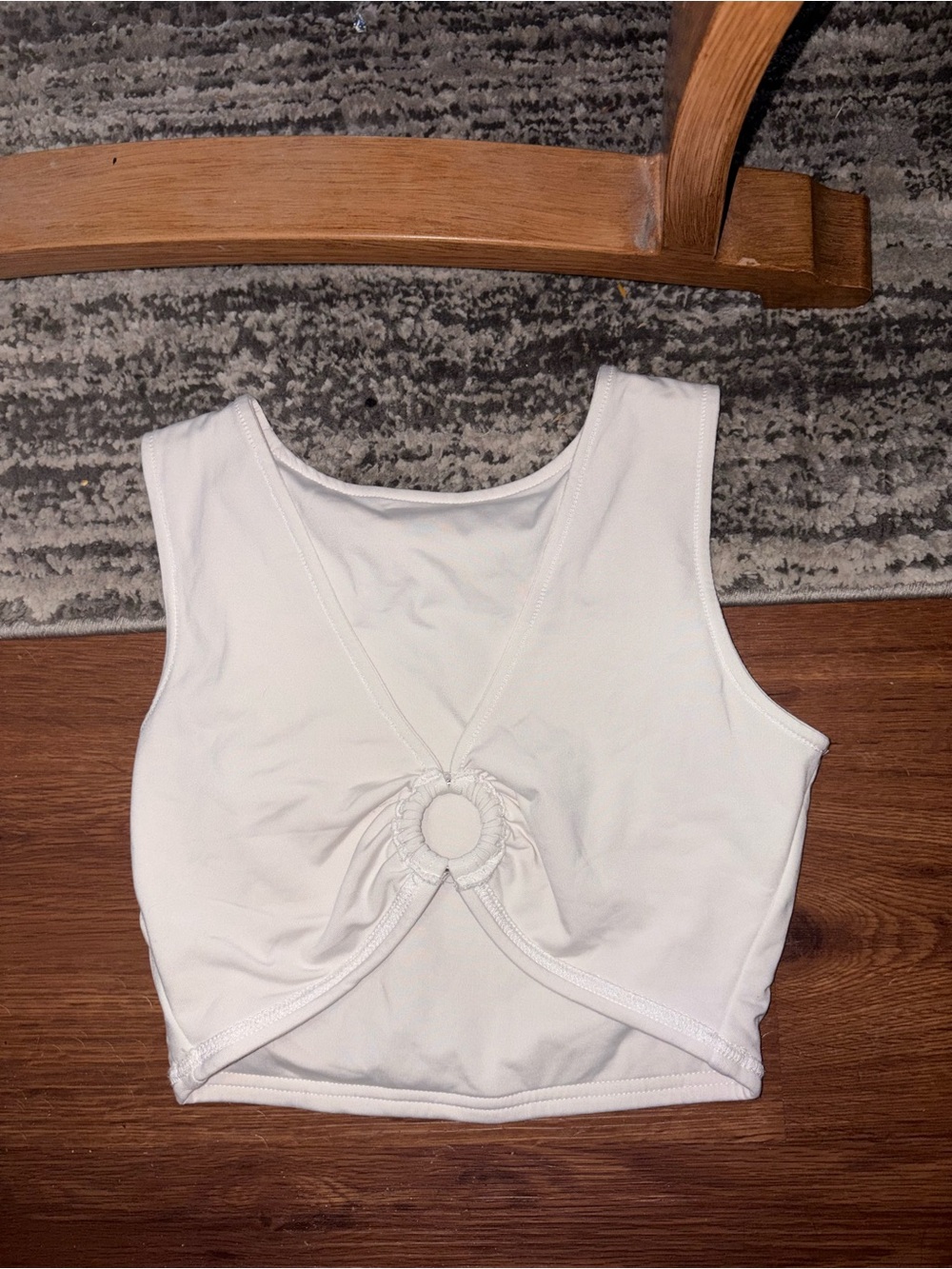 White Sleeveless Knot-Ring Crop Top